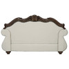 Pierce - Loveseat With 3 Pillows - Beige Fabric & Cherry