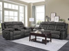 PEGASUS Dark Gray Microsuede Reclining Sofa & Loveseat