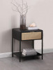Amherst - 1-Drawer Radio Weave Rattan Metal Side Table