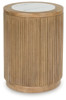 Camdill - Round End Table - Light Brown / White