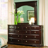 GRANDOVER Dark Brown 67" Wide Dresser & Mirror