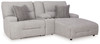Acklen Place - 4 Pc. - 3-Piece Power Reclining Sectional Sofa With Raf Chaise, Wide Seat Power Recliner - Pewter
