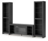 Cayberry - 3-Piece Entertainment Center With Electric Fireplace - Black