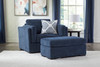 SORBONNE Navy Blue 51" Wide Chair and a Half & Ottoman