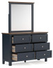 Landocken - Dresser and Mirror - Brown / Blue