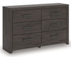 Prendonea - Six Drawer Dresser - Charcoal