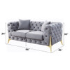 Jelanea - Loveseat With 2 Pillows - Gray Velvet & Gold