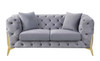 Jelanea - Loveseat With 2 Pillows - Gray Velvet & Gold