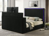 PAULIN LED Black Platform Bed with Fireplace and Lift-Up TV Mount