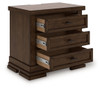 Taffenbrook - Three Drawer Night Stand - Medium Brown