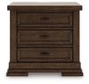 Taffenbrook - Three Drawer Night Stand - Medium Brown