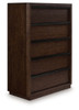Dilenno - Five Drawer Chest - Dark Brown