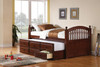 ELMER Chestnut Captain Bed w/Trundle and Storage Drawers