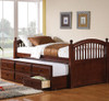 ELMER Chestnut Captain Bed w/Trundle and Storage Drawers