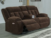 Free Wake - Double Relcining Power Loveseat With Console - Chocolate