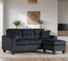 OSMAR Black Velvet 75" Wide Reversible Sofa Chaise