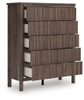 Pamytta - Five Drawer Wide Chest - Brown