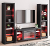 VONDALE Matte Black 102" Wide Wall Unit with Fireplace & LED's