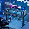 KWAKE Carbon Fiber 47" x 24" Gaming Desk with LED Lights and Power Outlet