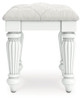 Kozlani - Vanity Upholstered Stool - White