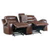 Putnam - Double Glider Reclining Loveseat With Center Console, Receptacles And USB Port - Brown