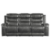 Putnam - Double Reclining Sofa With Center Drop-Down Cup Holders, Receptacles And USB Ports - Gray