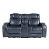 Keziah - Power Double Reclining Loveseat With Center Console, Power Headrests And Storage Arms - Blue