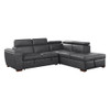 Barre - 2 Piece Sectional With Pull-Out Bed And Right Chaise With Hidden Storage, Adjustable Headrests - Gray