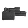 Barre - 2 Piece Sectional With Pull-Out Bed And Right Chaise With Hidden Storage, Adjustable Headrests - Gray