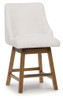 Cabalynn - Upholstered Swivel Barstool (Set of 2) - Oatmeal / Light Brown