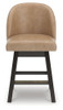 Neymorton - Upholstered Swivel Faux Leather Barstool (Set of 2) - Dark Grayish Brown