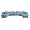 Zerah - Sectional Sofa With 7 Pillows - Dusty Blue Fabric