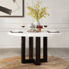 Edwyn - Round Dining Table - White Natural Marble Top & Espresso