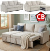 EVERLAND Beige 82" Wide Sectional with Pull-Out Sleeper 
