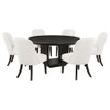 Leandro - 7 Piece Round Dining Table Set - Cream / Burnished Black