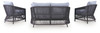 Bridges Beach - Loveseat, Lounge Chairs, Table Set (Set of 4) - Gray
