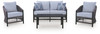 Bridges Beach - Loveseat, Lounge Chairs, Table Set (Set of 4) - Gray