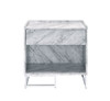 Azrael - Accent Table - White Printed Faux Marble & Chrome
