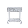 Wither - Accent Table - White Printed Faux Marble & Chrome Finish