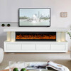 TERAMO White 71" Wide x 28" Height TV Stand with Fireplace & Bluetooth Speakers