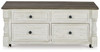 Havalance - Lift Top Cocktail Table with Storage Drawers - White / Gray