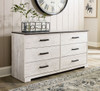 Shawburn - Six Drawer Dresser - Pewter-tone pulls - White / Black / Gray