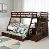 ASMARA Dark Brown Twin over Full 65" Height Stairway Bunk Bed (RTA)