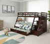 ASMARA Dark Brown Twin over Full 65" Height Stairway Bunk Bed (RTA)