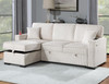 STEFANIA Beige 89" x 59" Reversible Sectional with Pull-Out Sleeper & Storage