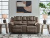 Lowilla - Double Reclining Loveseat With Console - Driftwood