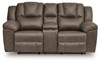 Lowilla - Double Reclining Loveseat With Console - Driftwood