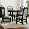 BRIAA Black 5 Piece Dining Set with Gray Corduroy Chairs