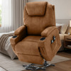 BOYER Brown Microsuede 33" Wide x 43" Height Power-Lift Recliner | with Vibration-Massage, Heating and Cupholders