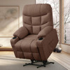 DUBOIS Brown Linen 34" Wide x 42" Height Power-Lift Recliner | with Vibration-Massage, Heating and Cupholders